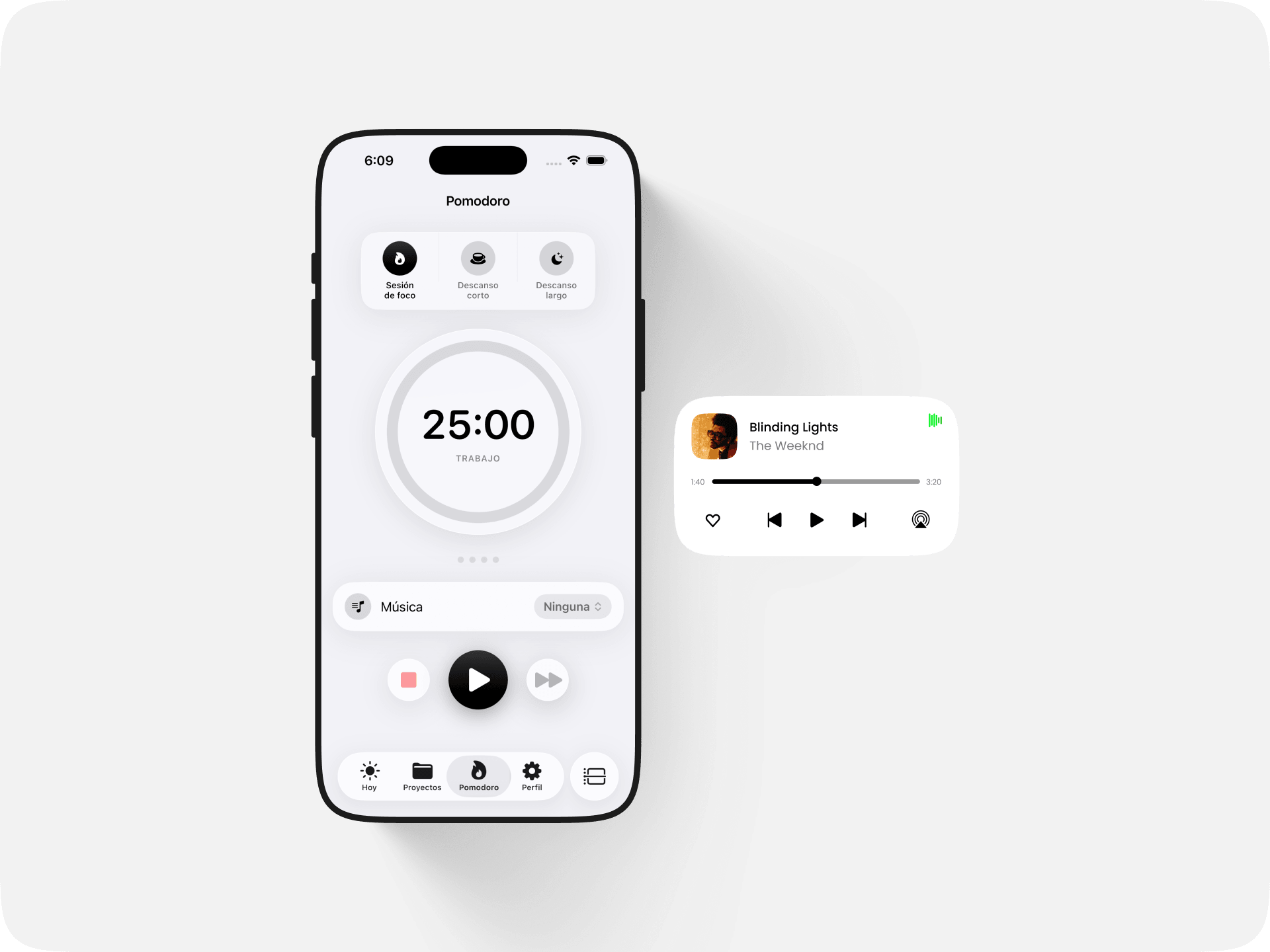 Temporizador pomodoro en marcha