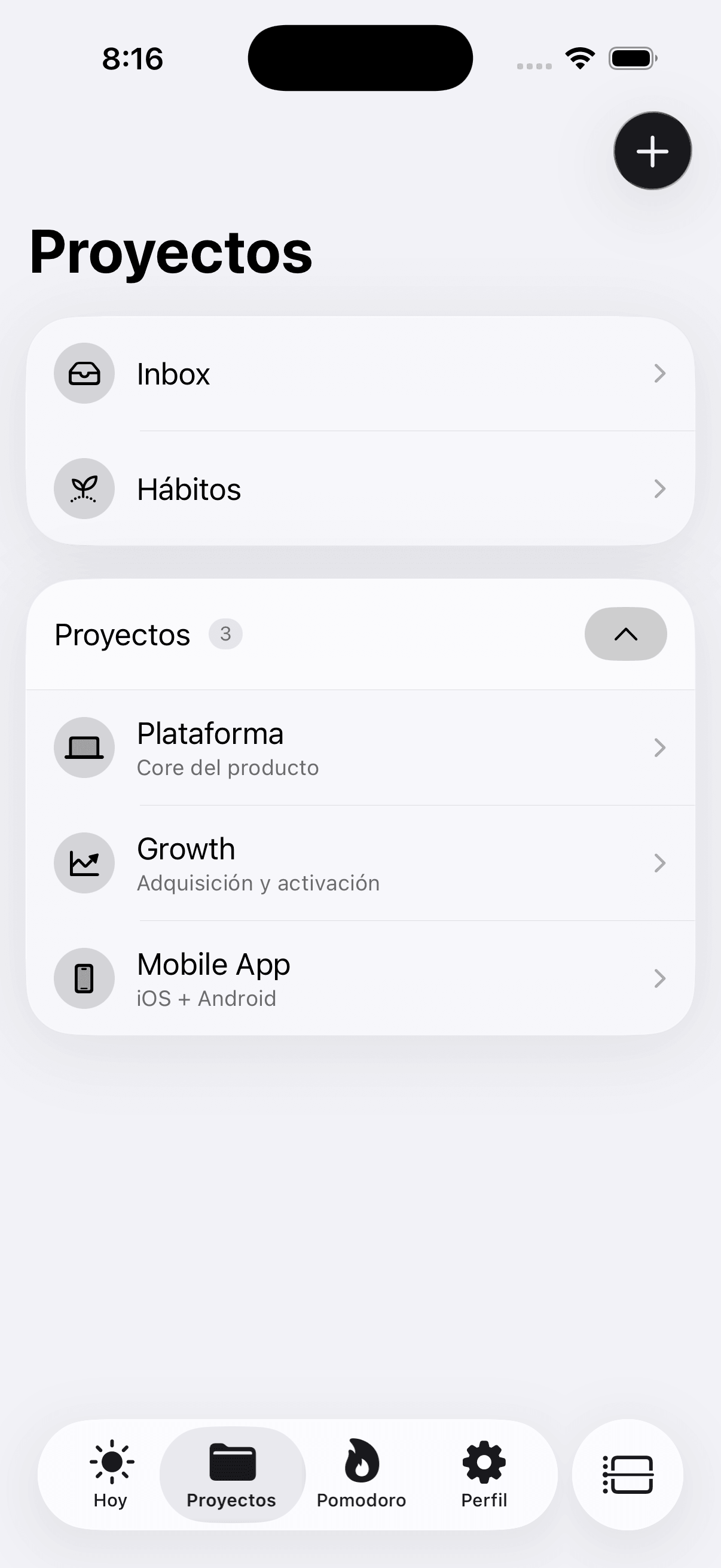 Lista de proyectos